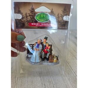 Lemax weary travelers family village people Victorian bench 2001 Xmas tree